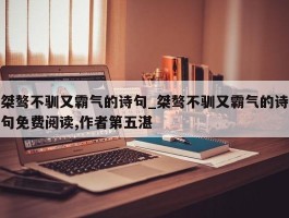 桀骜不驯又霸气的诗句_桀骜不驯又霸气的诗句免费阅读,作者第五湛