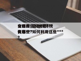 企业所得税优惠***有哪些_企业所得税优惠***有哪些?如何利用这些***?