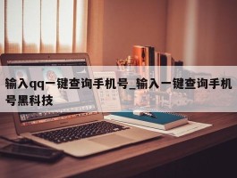 输入qq一键查询手机号_输入一键查询手机号黑科技