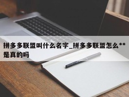 拼多多联盟叫什么名字_拼多多联盟怎么***是真的吗