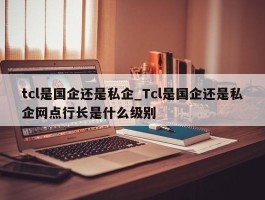 tcl是国企还是私企_Tcl是国企还是私企网点行长是什么级别