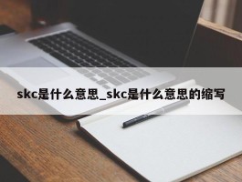 skc是什么意思_skc是什么意思的缩写