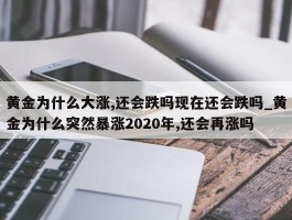 黄金为什么大涨,还会跌吗现在还会跌吗_黄金为什么突然暴涨2020年,还会再涨吗