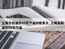 上海今日油价95号汽油价格多少_上海目前油价95号汽油