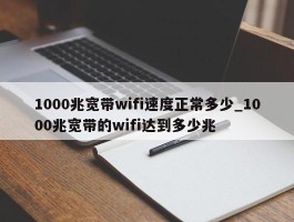 1000兆宽带wifi速度正常多少_1000兆宽带的wifi达到多少兆